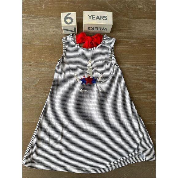 Btween patriotic tank dress - girls- unicorn sz 7/8 - stripe - beach pool- red w - Picture 1 of 5